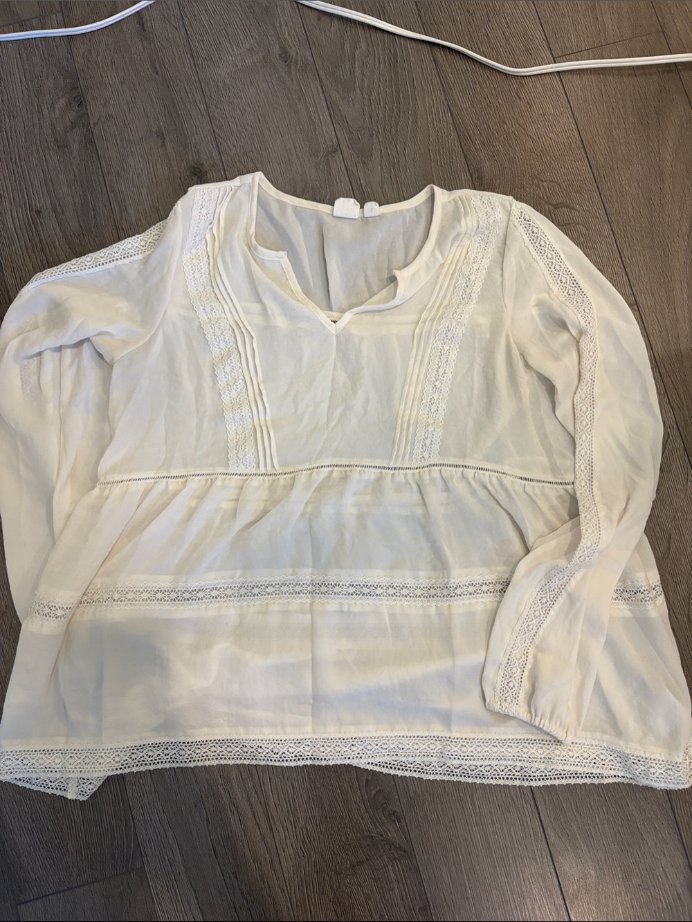 GAP Cream Lace-Trim Peasant Tunic Blouse